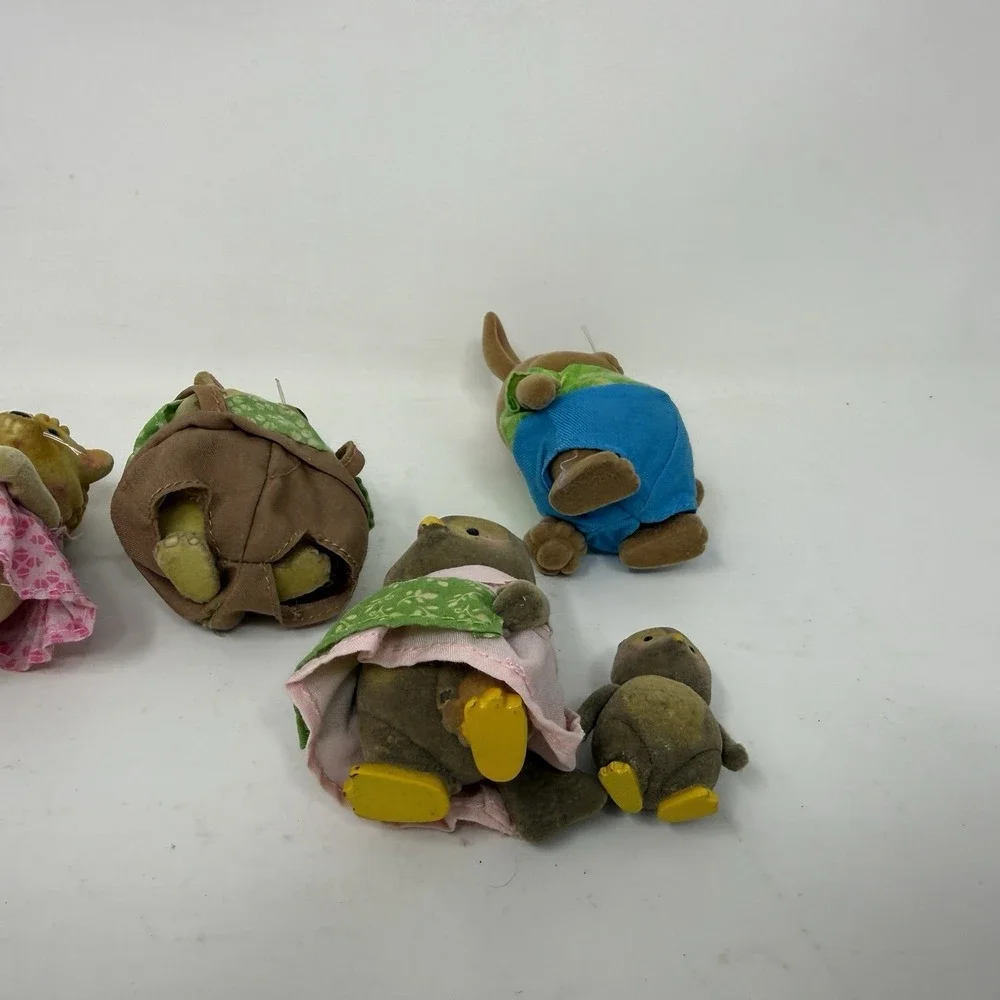 Lil Woodzeez Family Dolls Animal Figures - Bear Owl Bunny Hedgehog Lot Of 7
